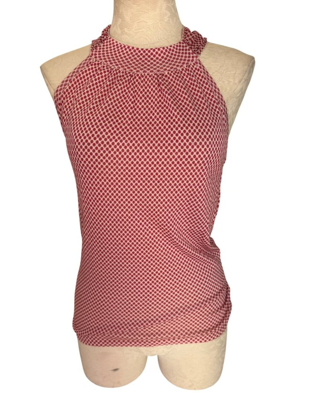 Christian Dior Womens Sleeveless Halter Top Size 10 Pink Back Neck Tie Casual